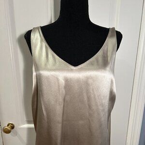 Eileen Fisher Gold Silk Tank, V-neck, Large